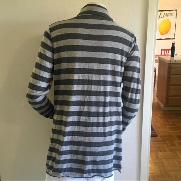 MATTY M Gray Striped Waterfall Cardigan Sz L - Picture 3 of 8